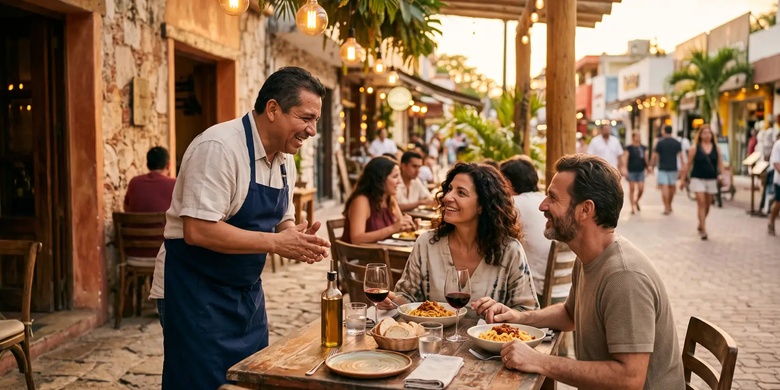 Estudiantes practican italiano con un menú real en una clase en Playa del Carmen
